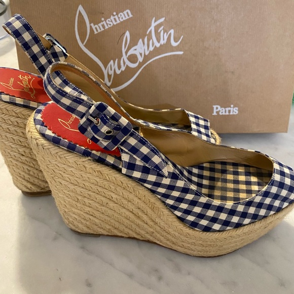 CHRISTIAN LOUBOUTIN
Blue/White Gingham Canvas Menorca 130 Espadrille - Picture 3 of 6